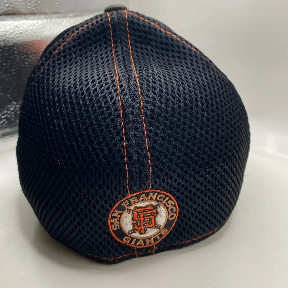 SF GIANTS New Era 39THIRTY Hat Mens M/L Black Orange Mesh Stretch Fit MLB Cap